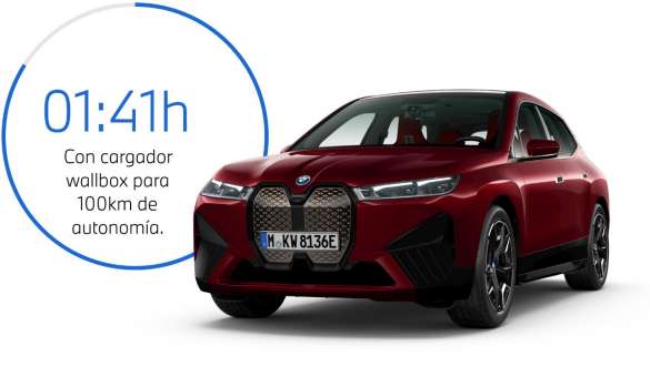 BMW iX i20 SUV eléctrico BMW iX xDrive50, carga en casa BMW iX i20 2021 SUV eléctrico BMW iX xDrive50 Aventurinrot, carga en un BMW Wallbox