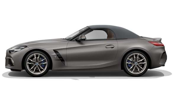 BMW Z4 M40i Roadster G29 con capota cerrada Paquete aerodinámico M BMW Z4 M40i Roadster G29 2019 BMW Individual Frozen Grey metalizado, vista lateral