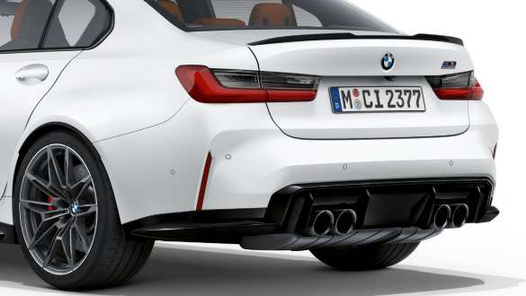 Diseño de la zaga BMW M3 Competition Berlina Frozen Brilliant White metalizado G80 2020 BMW M3 Competition Berlina G80 2020 Frozen Brilliant White metalizado Diseño de la zaga Vista de la zaga