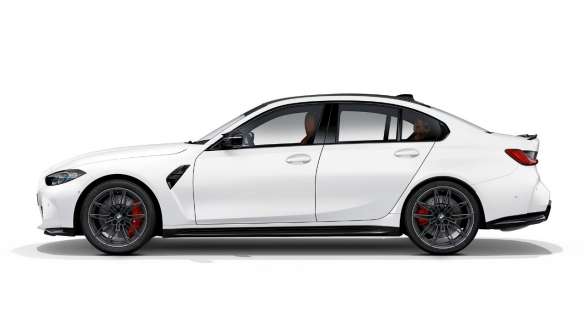 Diseño del lateral BMW M3 Competition Berlina Frozen Brilliant White metalizado G80 2020 BMW M3 Competition Berlina G80 2020 Frozen Brilliant White metalizado Diseño del lateral Vista lateral