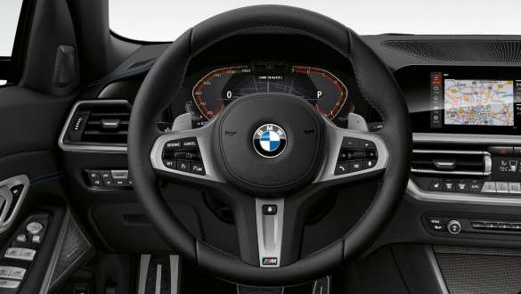 Dirección deportiva variable Puesto de conducción BMW M340i xDrive Berlina G20 2020 Dirección deportiva variable BMW M340i xDrive Berlina G20 2020 Black Sapphire metalizado Puesto de conducción Interior