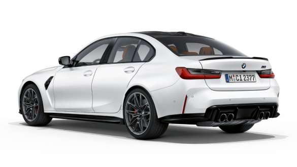 Diseño de la zaga BMW M3 Competition Berlina Frozen Brilliant White metalizado G80 2020 BMW M3 Competition Berlina G80 2020 Frozen Brilliant White metalizado, diseño de zaga, vista de zaga