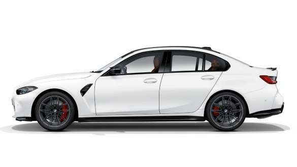 Diseño del lateral BMW M3 Competition Berlina Frozen Brilliant White metalizado G80 2020 BMW M3 Competition Berlina G80 2020 Frozen Brilliant White metalizado, diseño del lateral, vista lateral