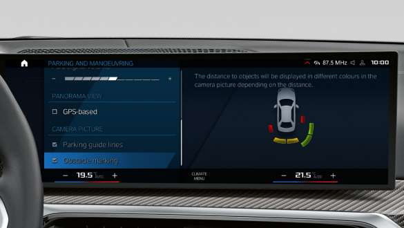 Parking Assistant Plus, gama BMW Serie 3 Berlina M G80 G20 Gama BMW Serie 3 Berlina M G80 G20 Parking Assistant Plus, display de control, interior