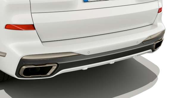 BMW X7 M con molduras de tubo de escape M G07 2019 BMW X7 M con molduras de tubo de escape M G07 2019 primer plano del tubo de escape