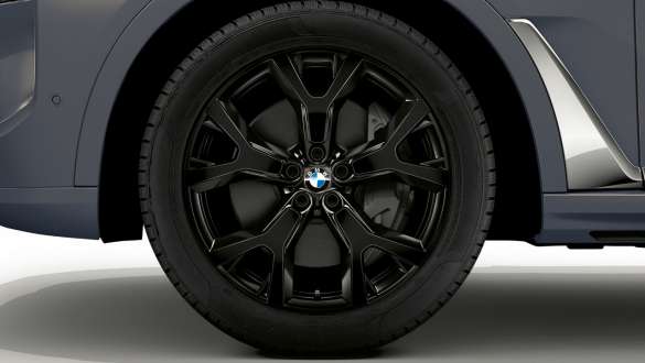 Llanta de aleación ligera BMW de 21 pulgadas con radios en Y estilo 752, en Jet Black, BMW X7 G07 LCI Llanta de aleación ligera BMW de 21 pulgadas con radios en Y estilo 752, en Jet Black, BMW X7 G07 LCI, primer plano