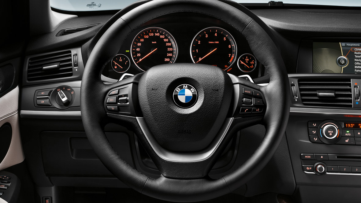 Volante deportivo de cuero BMW con moldura decorativa Perlglanz cromado