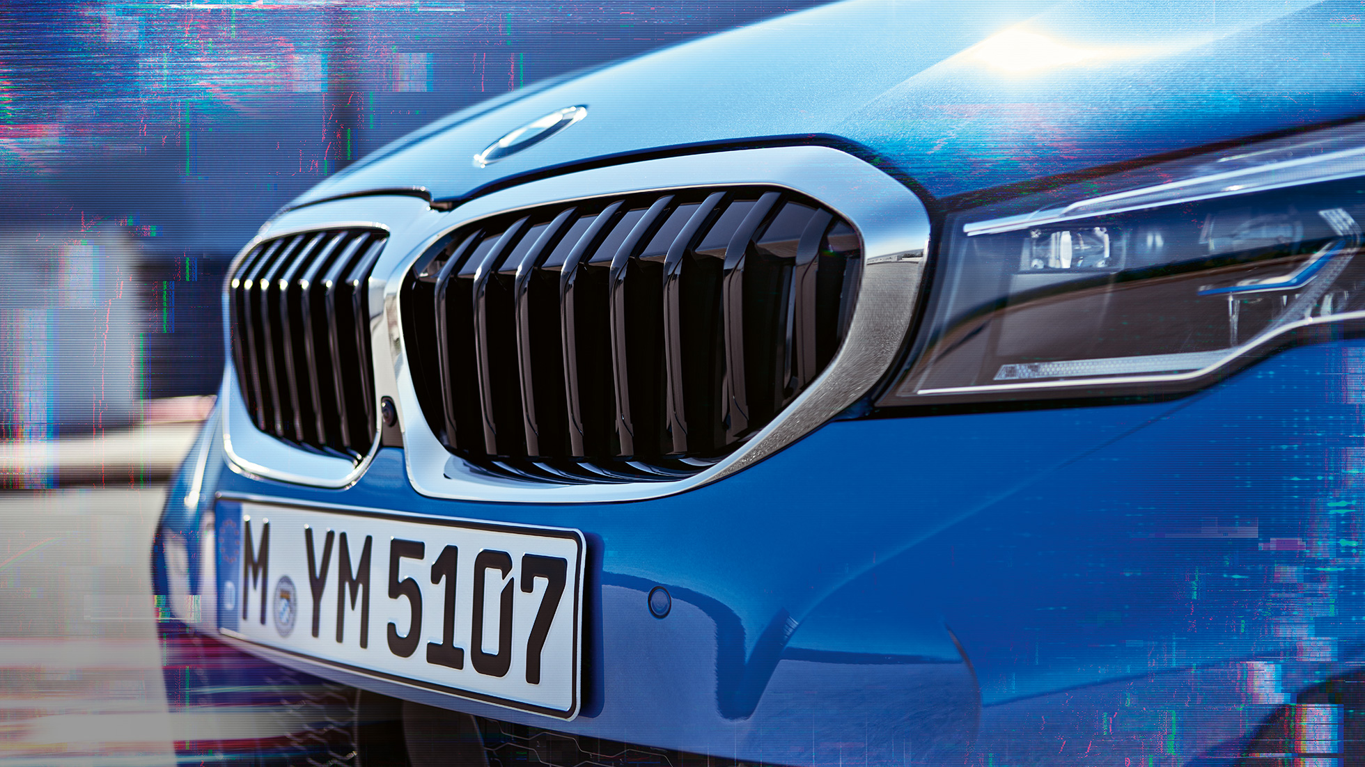 BMW Serie 3 Berlina, parrilla doble Detalle de la vista lateral de la parrilla doble del BMW Serie 3.