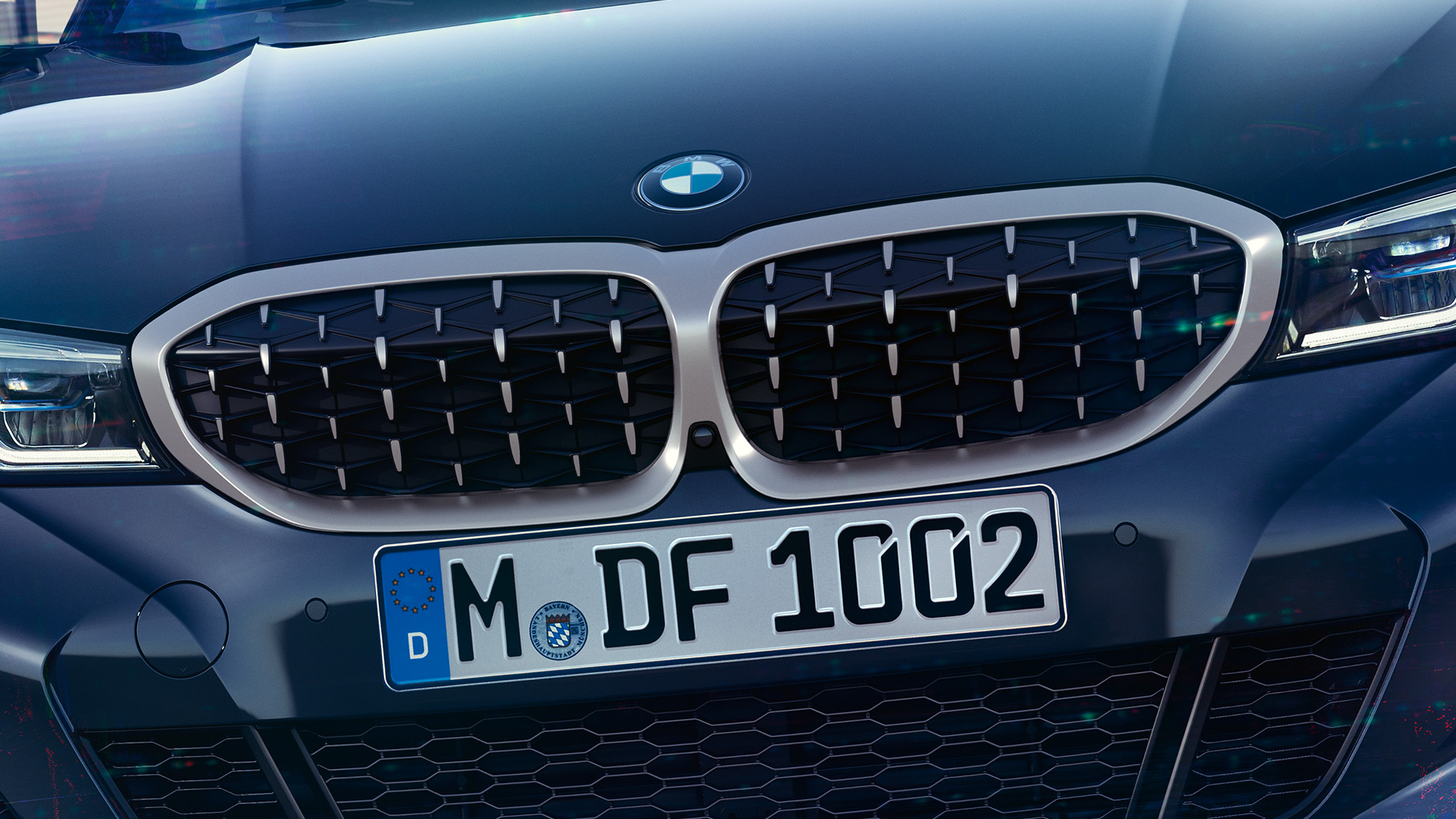 BMW Serie 3, parrilla doble BMW Detalle de la parrilla doble BMW con diseño de malla del BMW Serie 3 M340i xDrive.