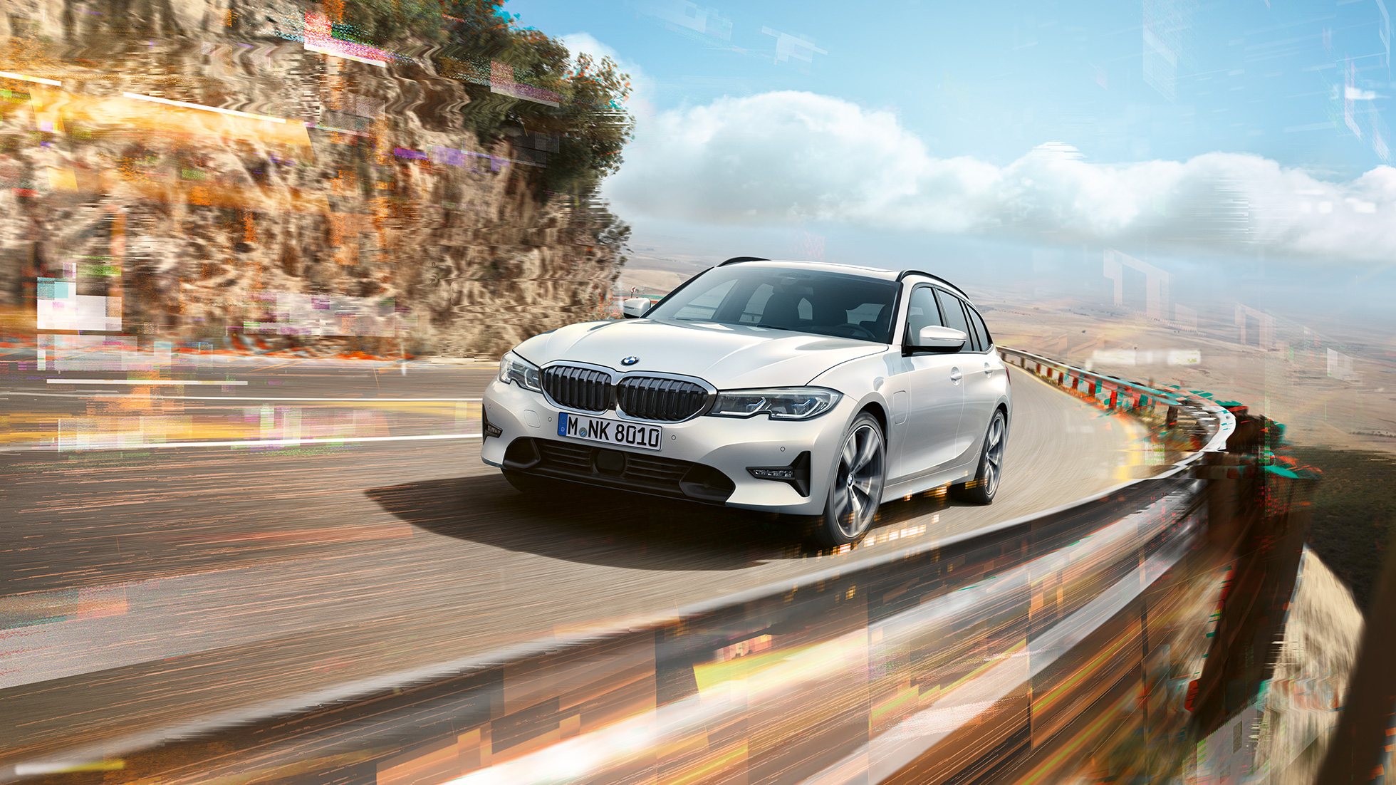 BMW 3 Series Touring, BMW 330e plug-in hybrid BMW 3 Series Touring, BMW 330e plug-in hybrid on a bridge