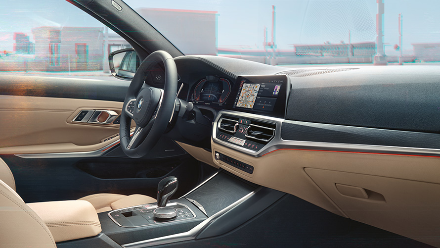 BMW Serie 3 Touring (G21), asientos delanteros y puesto de conducción desde el lado del acompañante BMW Serie 3 Touring (G21), asientos delanteros y puesto de conducción desde el lado del acompañante