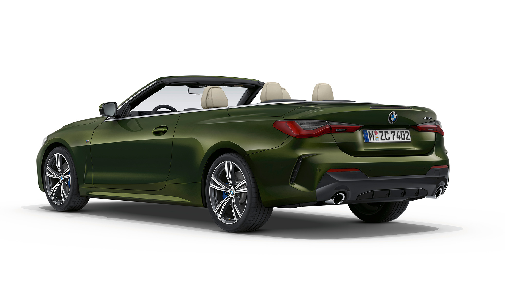 Zaga BMW Serie 4 Cabrio Acabado M Sport G23 2020 BMW Serie 4 Cabrio G23 2020, Acabado M Sport, Bluestone metalizado, vista de tres cuartos de la zaga