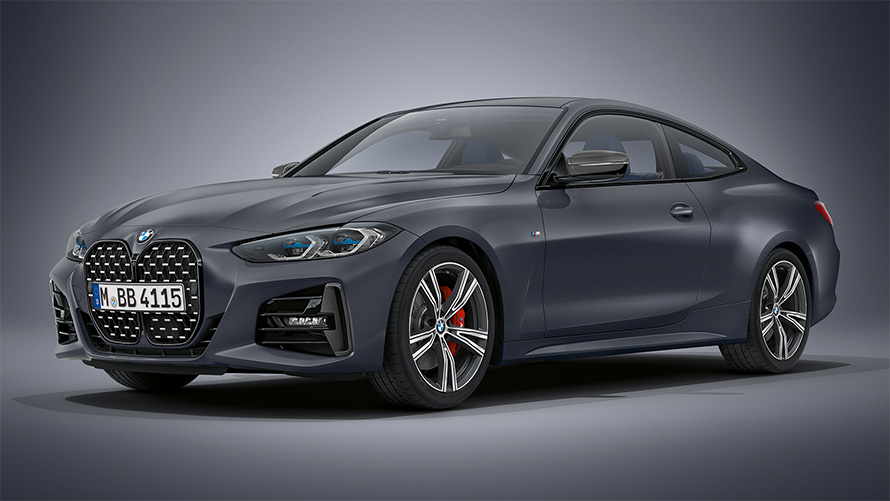 BMW Serie 4 Coupé Individual Frozen Deep Grey metallic G22 2020 Vista de tres cuartos del frontal, parado