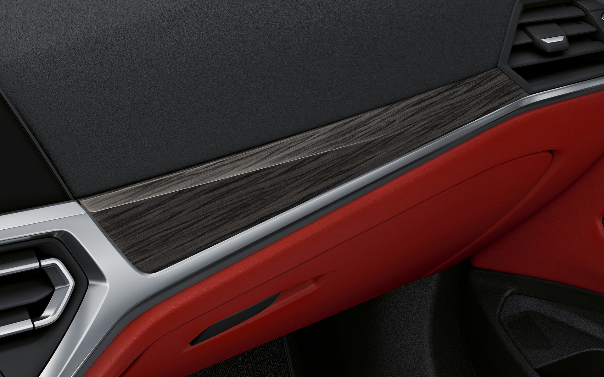Molduras interiores en madera noble BMW Serie 4 Coupé 2020 G22 Individual Interior Molduras interiores en madera noble con perfil cromo perlado BMW Serie 4 Coupé Individual G22 2020 Interior