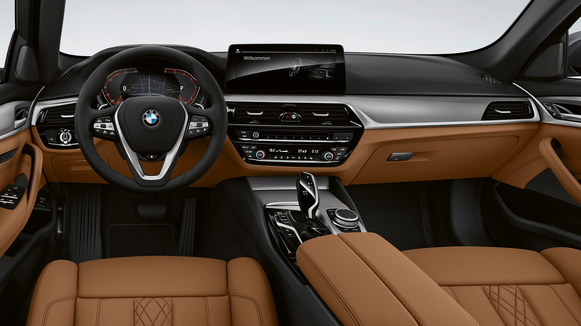 Puesto de conducción BMW Serie 5 G30 Equipamiento de serie Puesto de conducción BMW Serie 5 Berlina 540i G30 2020 Equipamiento de serie Sensatec Cognac Interior