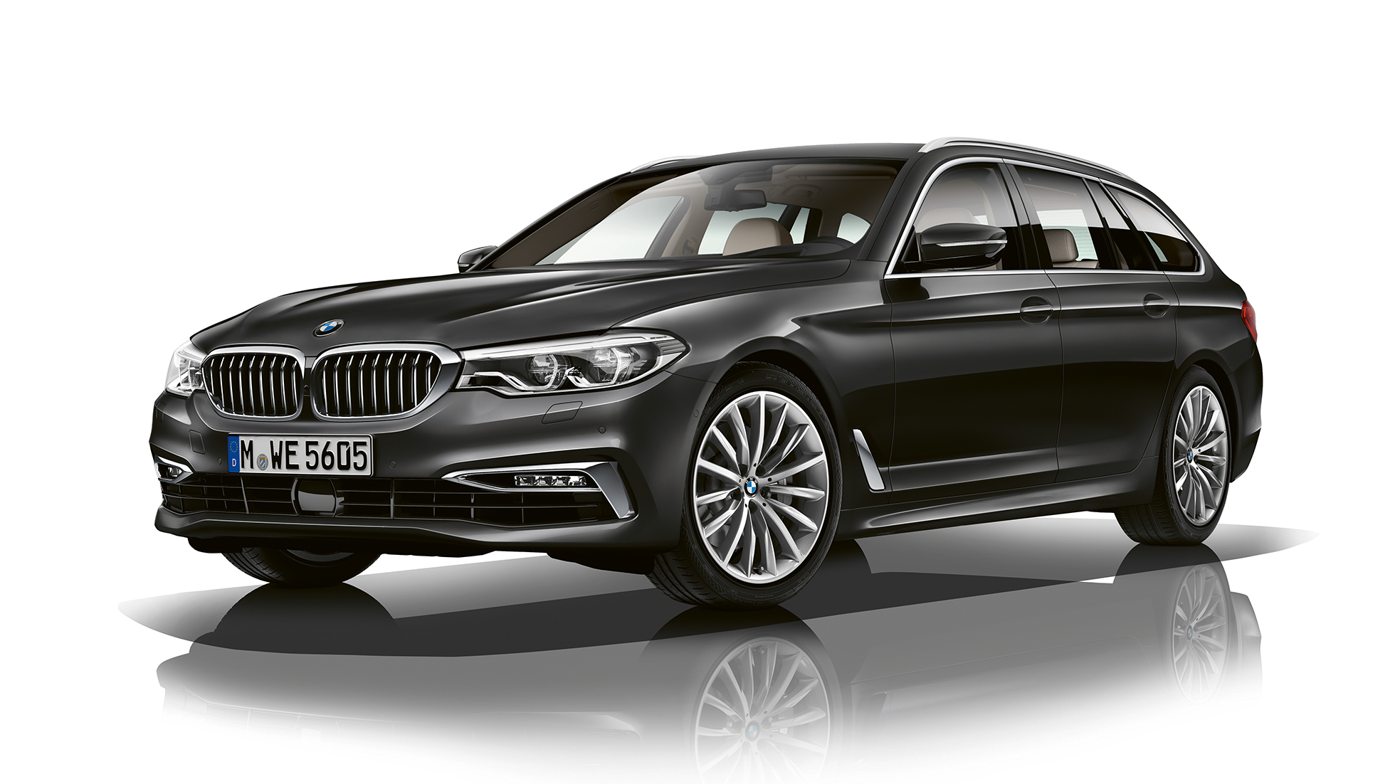 Línea Luxury vista de tres cuartos del frontal BMW Serie 5 Touring Línea Luxury BMW Serie 5 Touring G31 Sophistograu efecto brillante metalizado, vista de tres cuartos del frontal