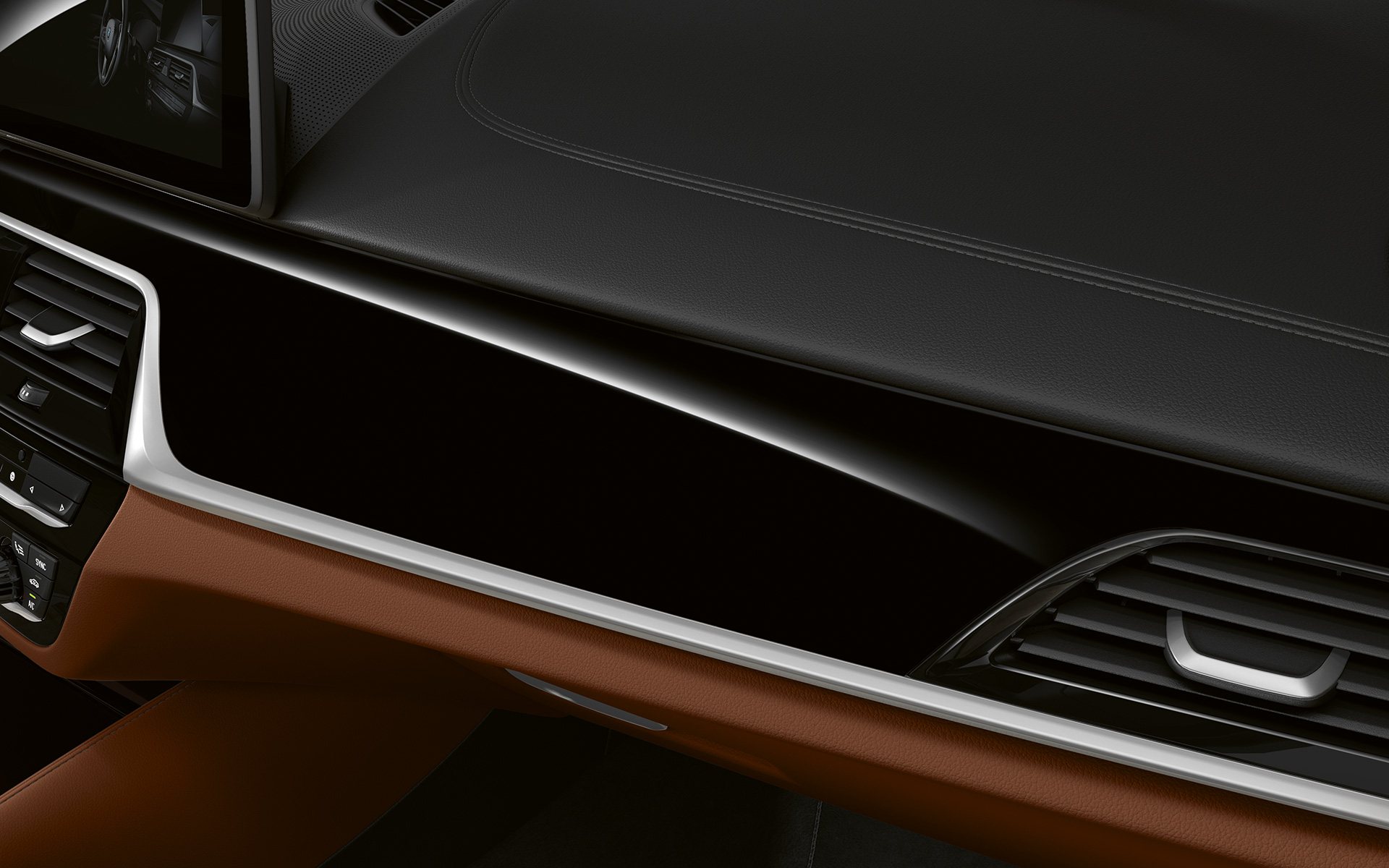 BMW Serie 5 Touring G31 LCI puesto de conducción en detalle, molduras interiores BMW Individual piano black BMW Serie 5 Touring G31 Renovación 2020 puesto de conducción en detalle, molduras interiores BMW Individual piano black