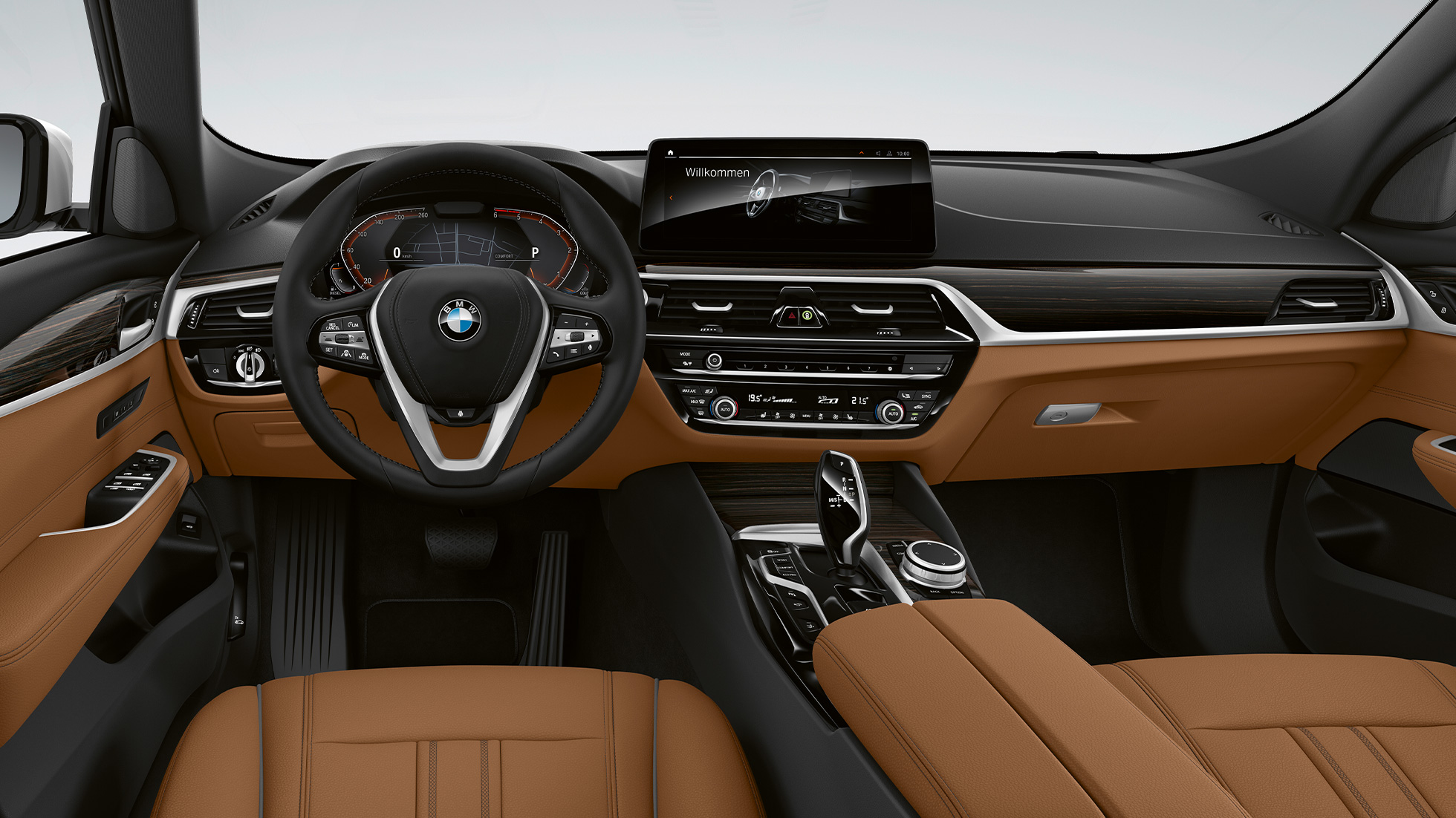 Puesto de conducción BMW Serie 6 Gran Turismo Equipamiento de serie G32 2020 BMW Serie 6 Gran Turismo G32 620d 2020 Equipamiento de serie Cuero Dakota Cognac/Schwarz Interior