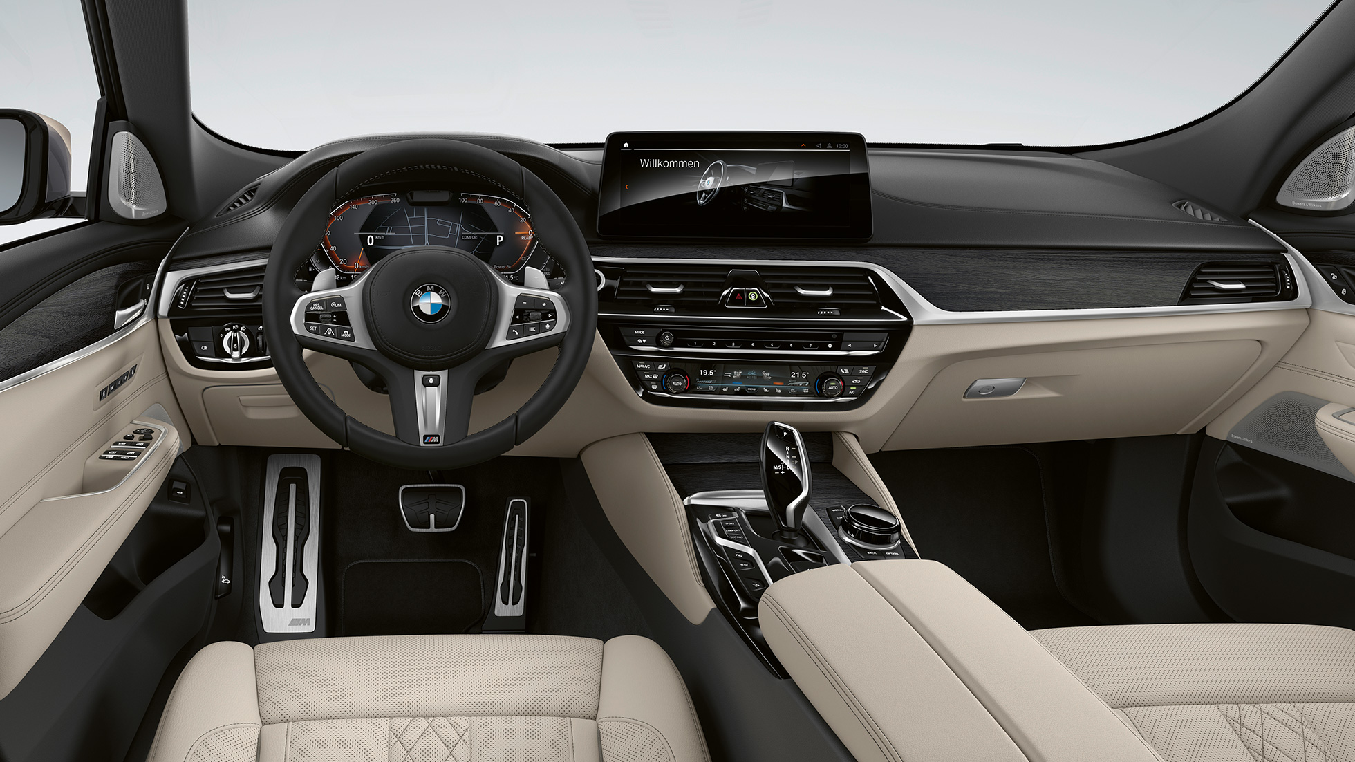 Puesto de conducción BMW Serie 6 Gran Turismo Paquete deportivo M G32 2020 BMW Serie 6 Gran Turismo G32 640i xDrive 2020 Paquete deportivo M de cuero Nappa Elfenbeinweiss Interior