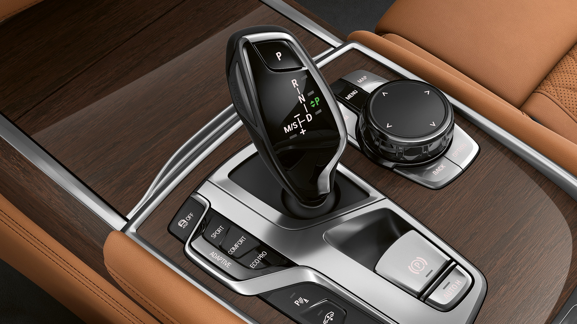 BMW Serie 7 con diseño exterior Pure Excellence, palanca de cambio BMW Serie 7 con diseño exterior Pure Excellence: Primer plano de la palanca de cambio