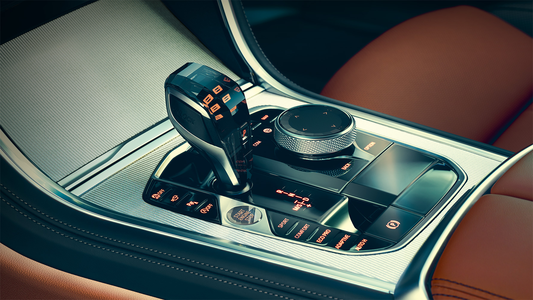 Apliques de cristal del BMW Serie 8 Coupé Detalle de los apliques de cristal en el interior del nuevo BMW Serie 8 Coupé