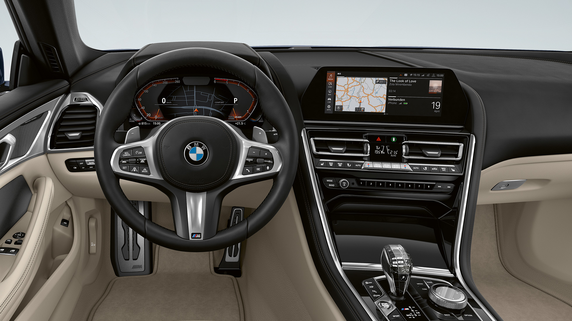 Volante M de cuero con multifunción. BMW Serie 8 Coupé, puesto de conducción, volante M de cuero con multifunción.