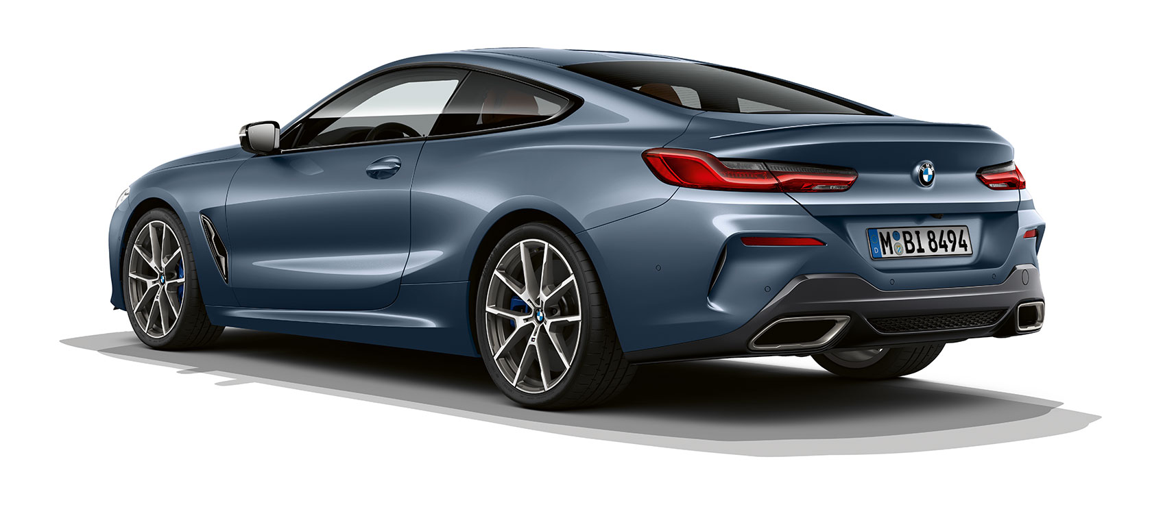 BMW Serie 8 Coupé, Barcelona Blau metalizado. BMW Serie 8 Coupé, Barcelona Blau metalizado, imagen de tres cuartos de la zaga.