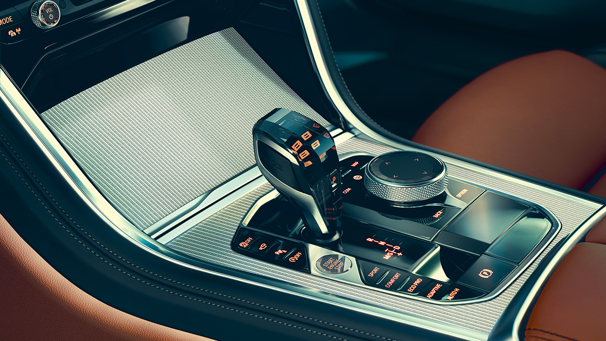 Apliques de cristal del BMW Serie 8 Coupé. Detalle de los apliques de cristal en el interior del BMW Serie 8 Coupé.