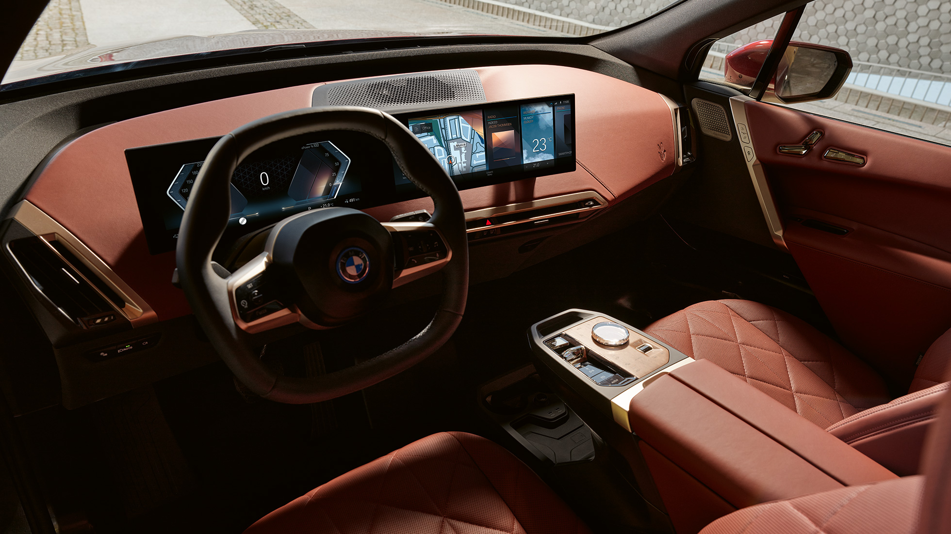 BMW iX interior Castanea BMW iX Aventurinrot i20 interior Castanea