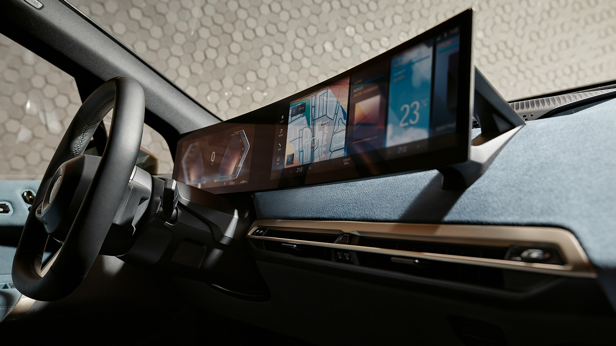 BMW iX i20 interfaz de usuario cockpit Stonegrey BMW iX i20 interior interfaz de usuario iDrive cockpit Stonegrey
