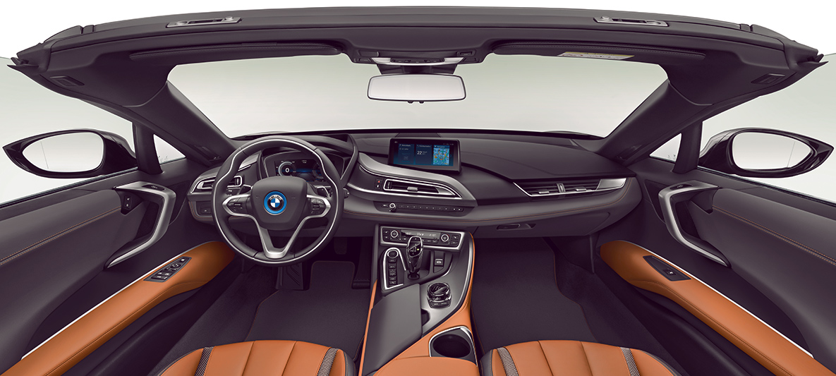 Vista del interior del BMW i8 Roadster Vista del interior del BMW i8 Roadster