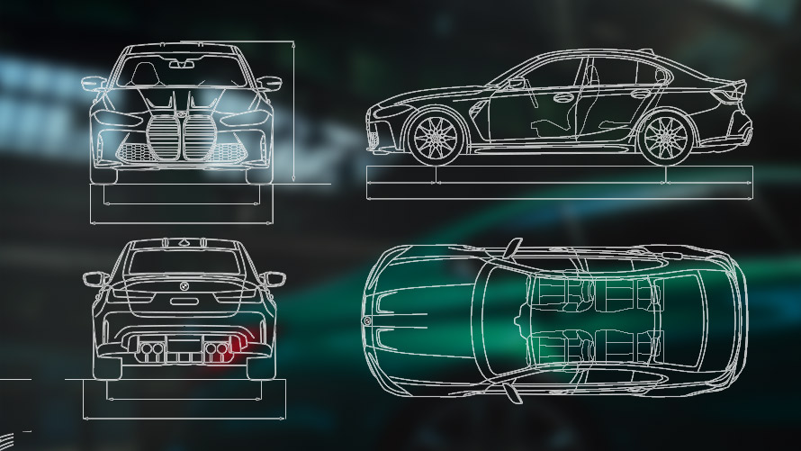 Diagrama de dimensiones del BMW M3 Berlina G80 Diagrama de dimensiones del BMW M3 Berlina G80