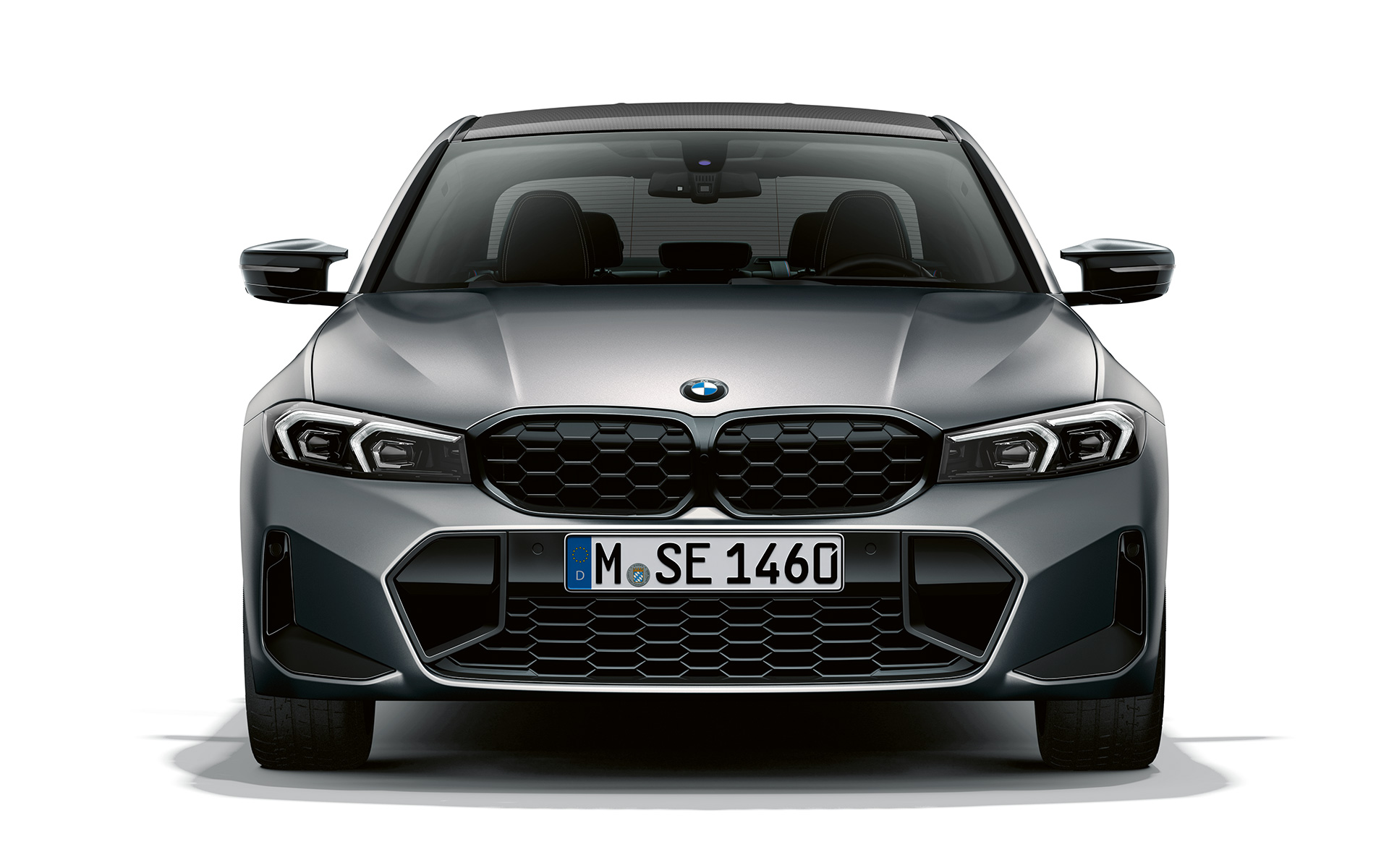 Vista del frontal, parrilla BMW, BMW M340i xDrive Berlina G20 BMW M340i xDrive Berlina G20 BMW Individual Frozen Pure Grey metalizado, vista del frontal, con parrilla BMW