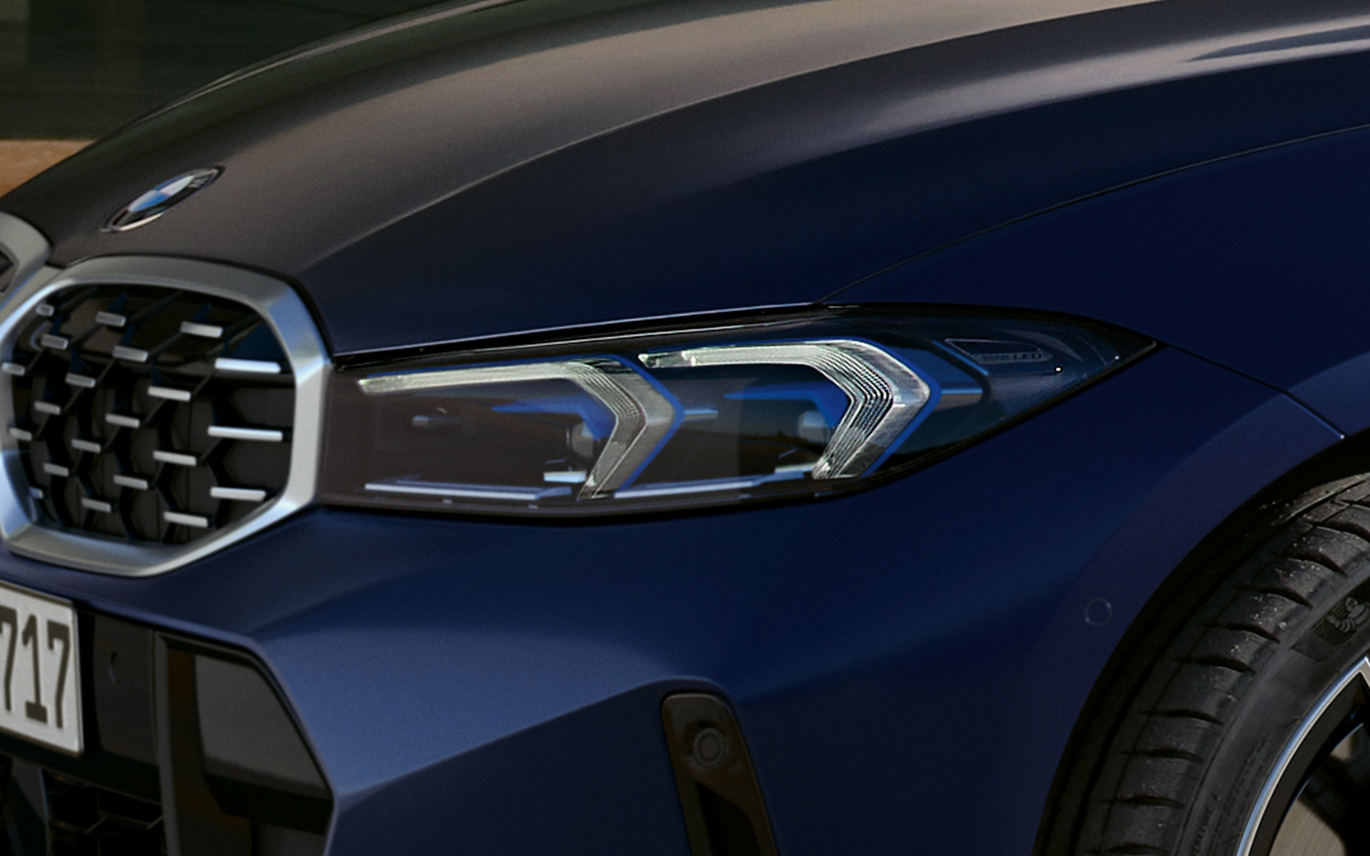 BMW M340i xDrive Touring G21 luces delanteras led, primer plano BMW M340i xDrive Touring G21 Frozen Tanzanite Blue, luces delanteras led, primer plano