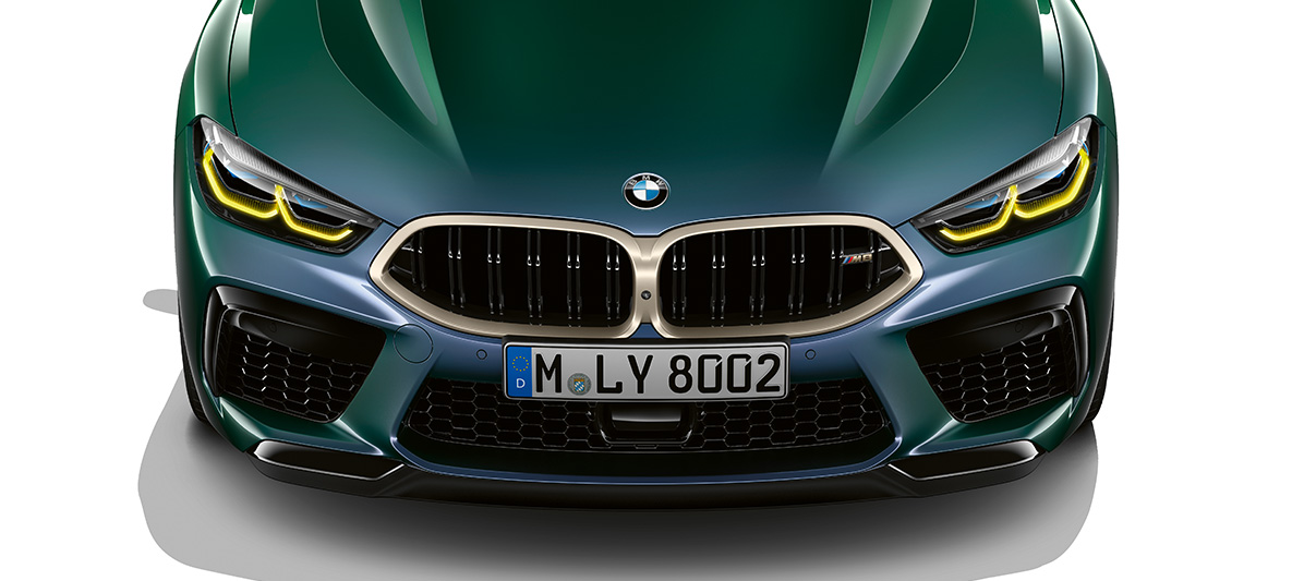 BMW M8 Gran Coupé Individual First Edition, vista frontal BMW M8 Gran Coupé Individual First Edition F93 2020 BMW Individual Aurora Diamond Green metalizado, vista frontal