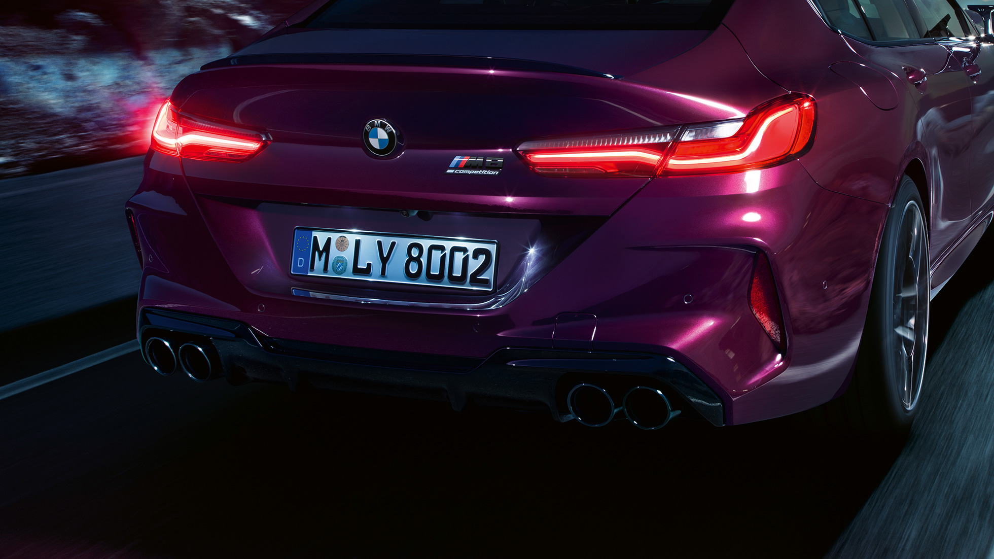 BMW M8 Competition Gran Coupé, detalle de la zaga BMW M8 Competition Gran Coupé F93 2020 BMW Individual Ametrin metalizado, detalle de la zaga