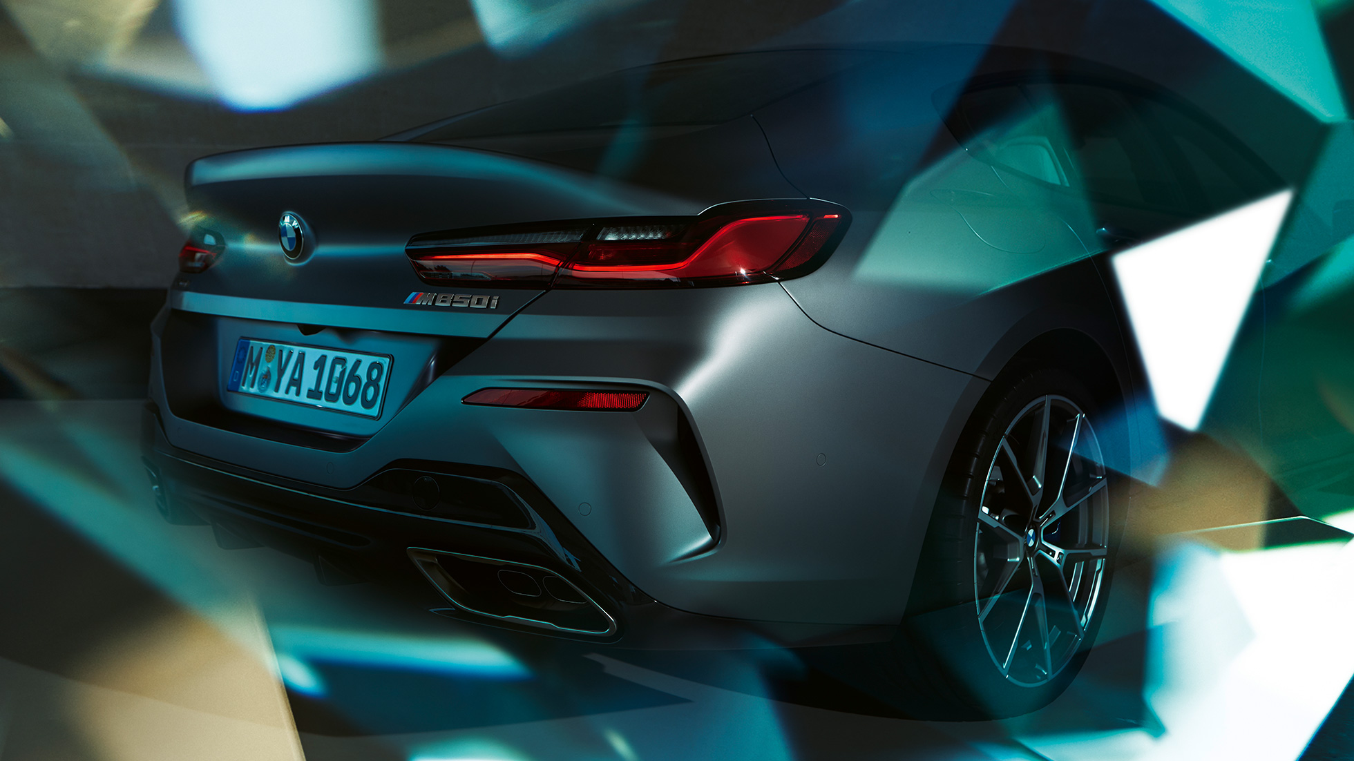 BMW M850i xDrive Gran Coupé, detalle de la zaga BMW M850i xDrive Gran Coupé G16 2019 BMW Individual Frozen Bluestone metalizado, detalle de la zaga