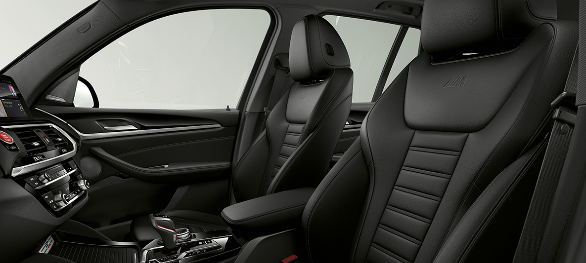 BMW X3 M, asientos deportivos en cuero Vernasca en Schwarz BMW X3 M, interior, asientos deportivos en cuero Vernasca en Schwarz