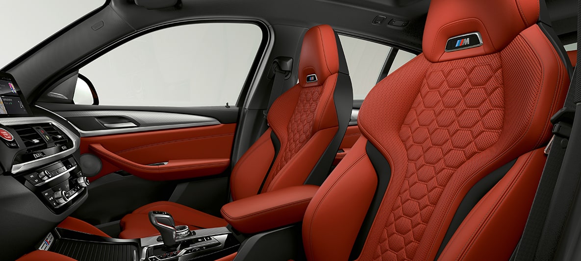 BMW X4 M, asientos deportivos en cuero Merino Sakhir Orange BMW X4 M, interior, asientos deportivos en cuero Merino Sakhir Orange