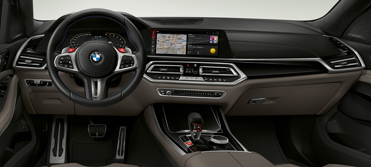 Volante M de cuero BMW X5 M Volante M de cuero con costura de contraste BMW X5 M F95, puesto de conducción