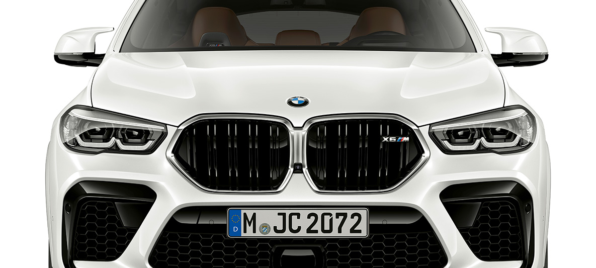 Frontal BMW X6 M Parrilla doble M BMW X6 M F96 SUV 2020, vista frontal del todoterreno deportivo