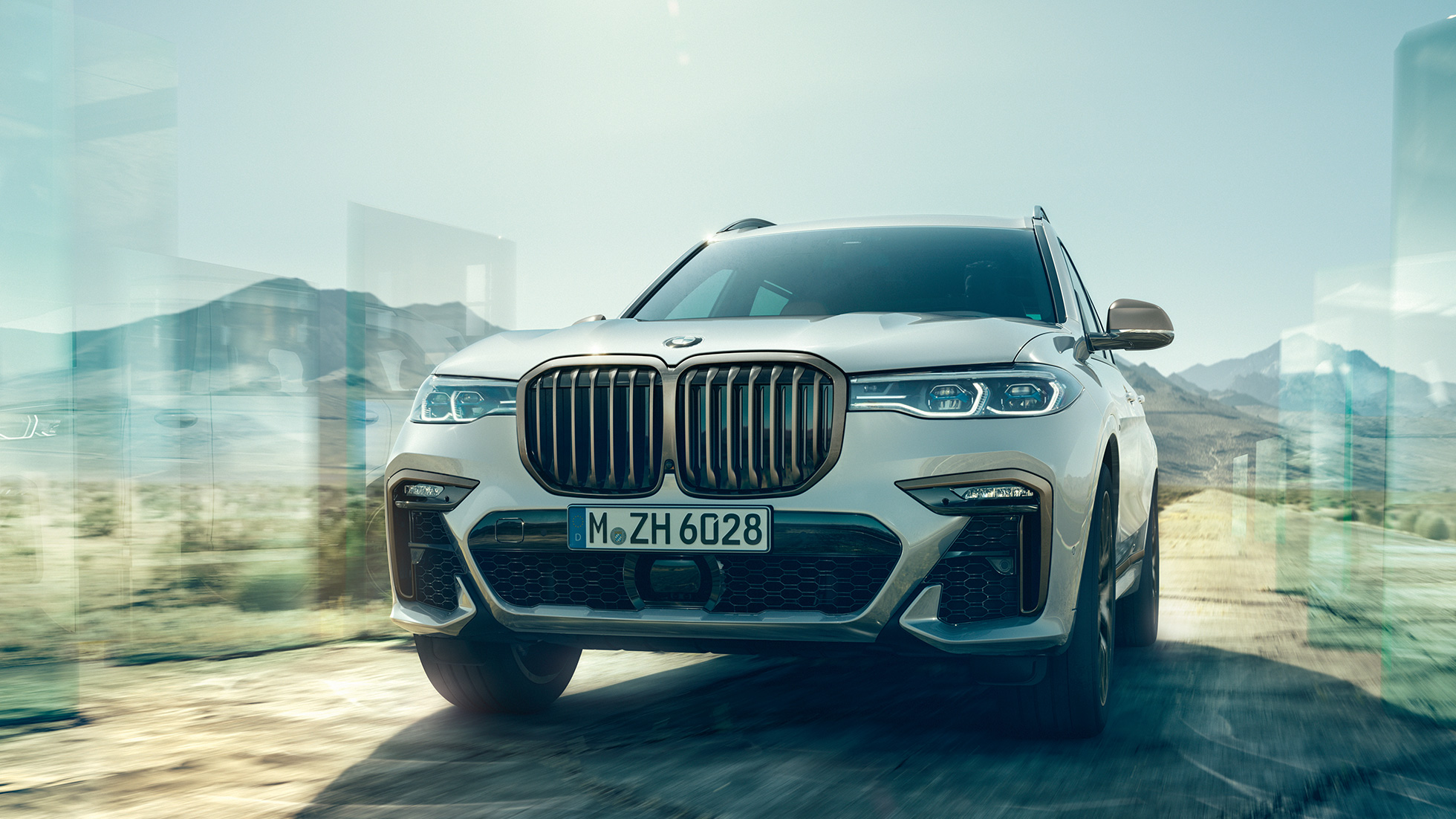 BMW X7 M50d, vista del frontal BMW X7 M50d en Mineralweiss, vista del frontal, G07, 2019