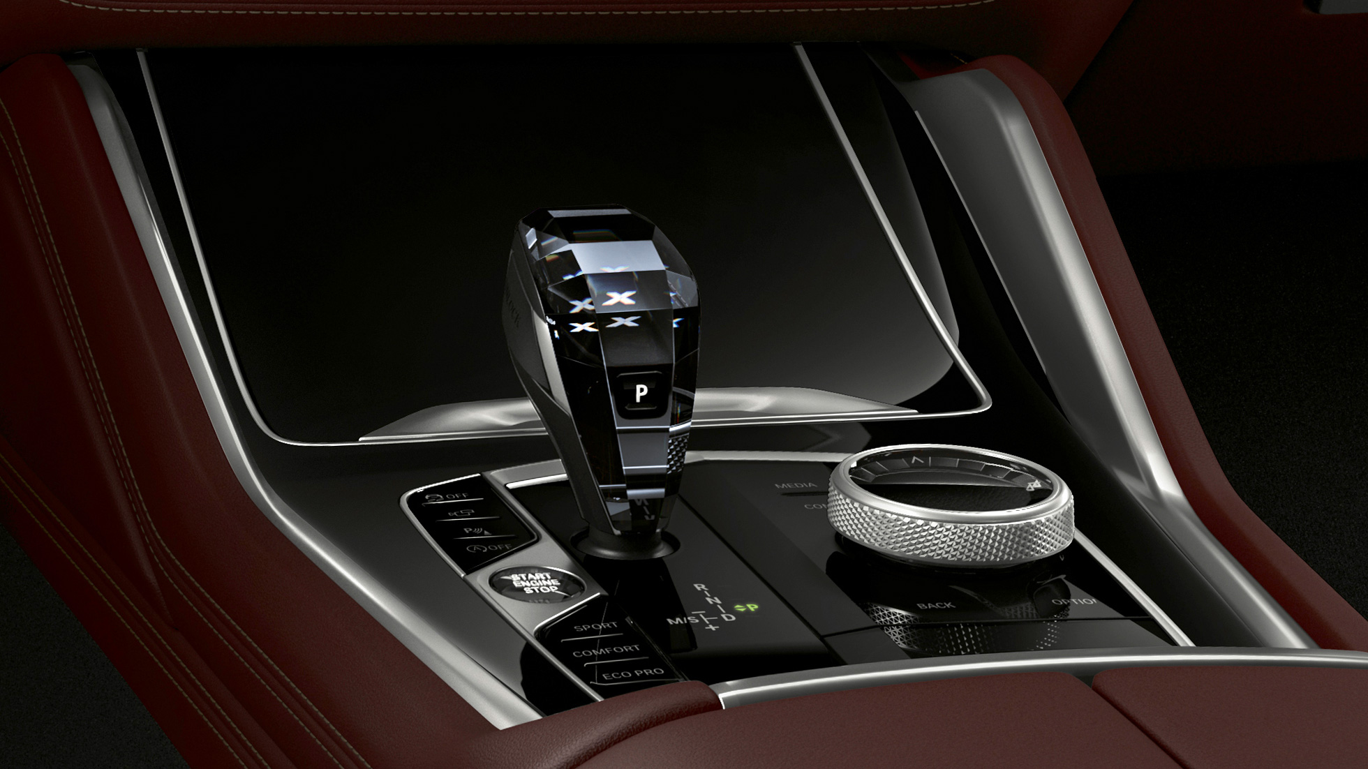 BMW X6 con BMW Individual, consola central. BMW X6 con BMW Individual, interior centrado en la consola central.
