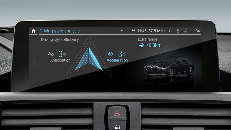 Análisis del estilo de conducción Análisis del estilo de conducción en el Digital Cockpit de BMW. Conducción eficiente