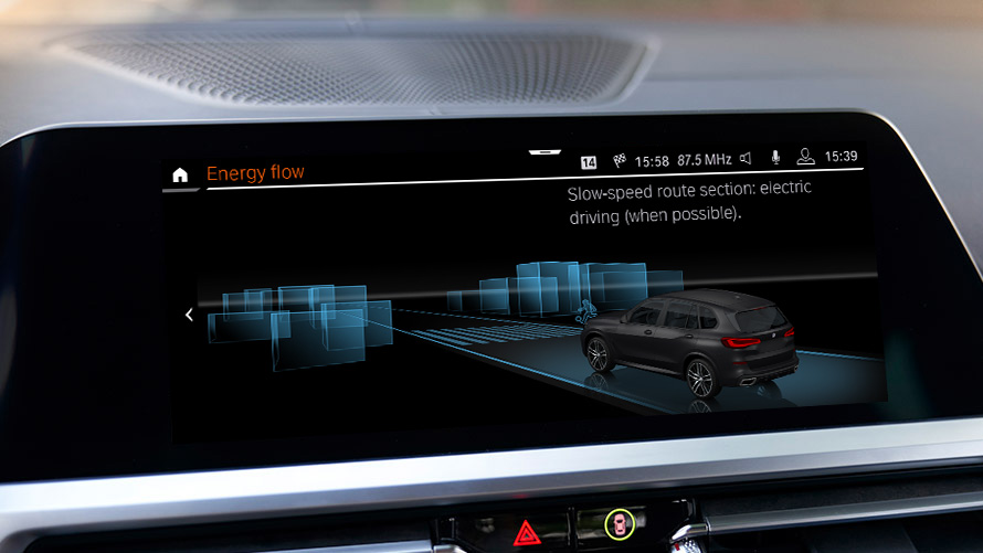 Funcionamiento híbrido predictivo Funcionamiento híbrido predictivo en el Digital Cockpit de BMW. Ahorra combustible