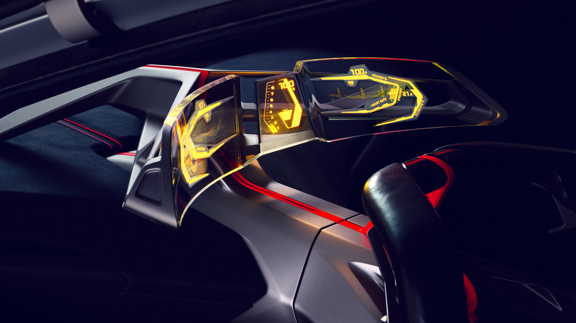 BMW Vision M NEXT, interior BMW Vision M NEXT, Interior, Boost Pod, pantalla de vidrio curvo