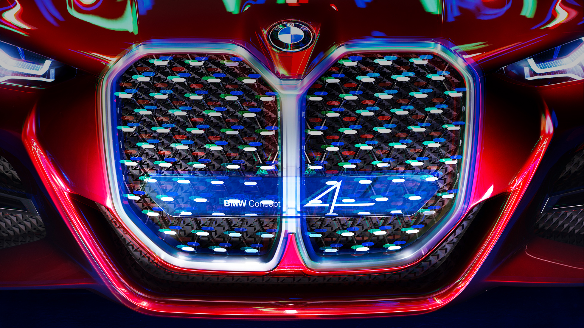 Parrilla BMW vertical BMW Serie 4 Coupé Concept Parrilla BMW vertical con elementos de cristal espejo BMW Serie 4 Coupé Concept Forbidden Red diseño exterior