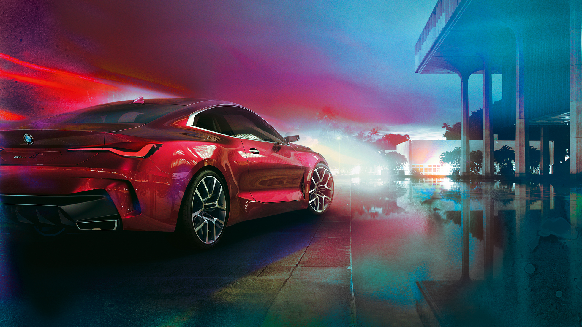 BMW Serie 4 Coupé Concept vista de tres cuartos de la zaga BMW Serie 4 Coupé Concept Forbidden Red diseño exterior vista de tres cuartos de la zaga