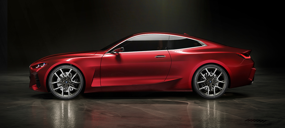 BMW Serie 4 Coupé Concept vista lateral BMW Serie 4 Coupé Concept Forbidden Red diseño exterior vista lateral