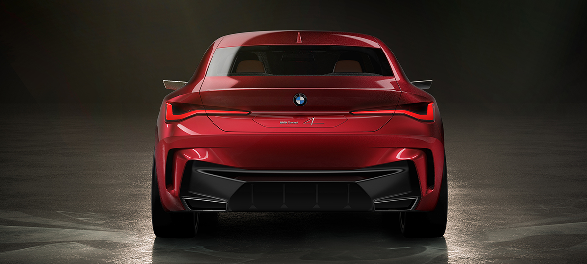 BMW Serie 4 Coupé Concept vista de la zaga BMW Serie 4 Coupé Concept Forbidden Red diseño exterior vista de la zaga